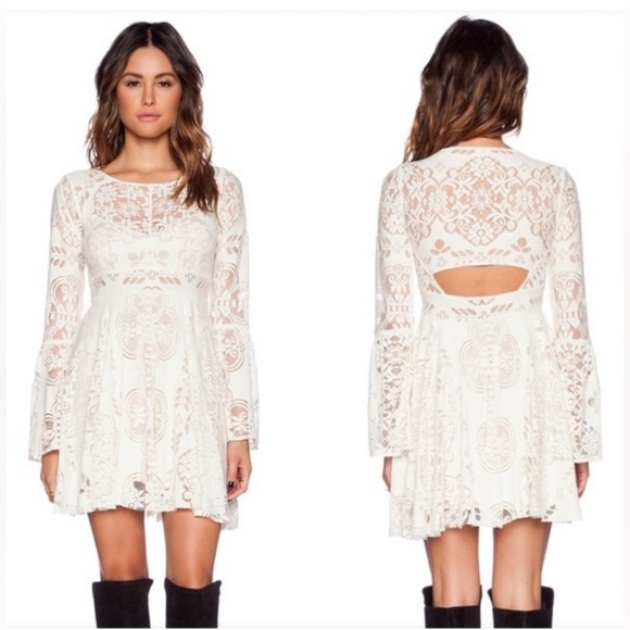 Free people white Lace Lovers Folk dress